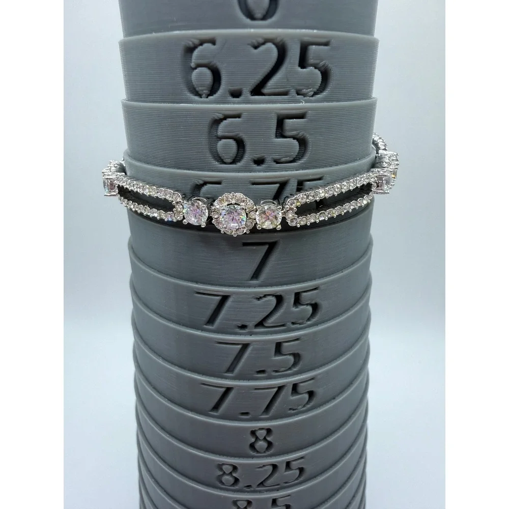 Nadri Silver Tone Cubic Zirconia Radiant Halo Line Bracelet Bridal Statement